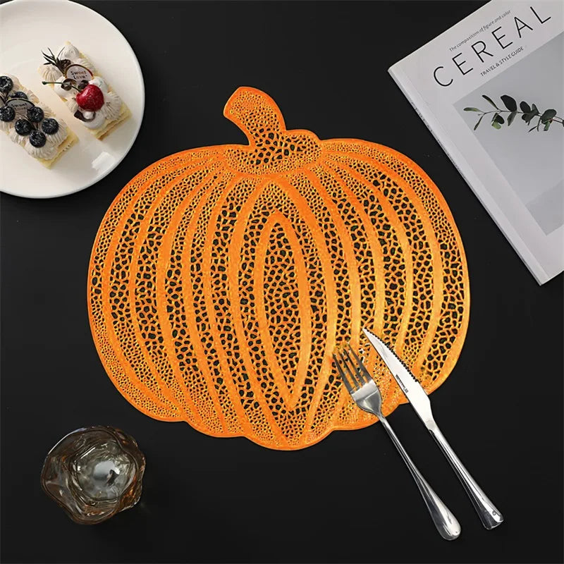 2024 New PVC Placemats for Halloween Dining Table Decoration Pumpkin Shaped Desktop Heat Insulation Pad - Charlie Dolly