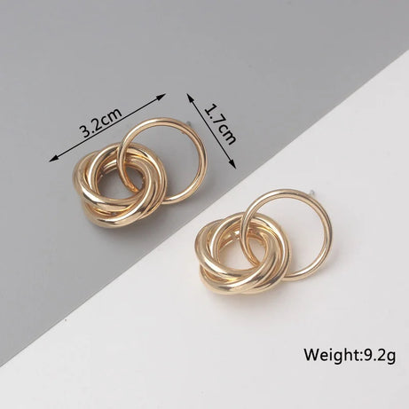 Twisted Gold Metal Geometric Dangle Earrings Jewelry