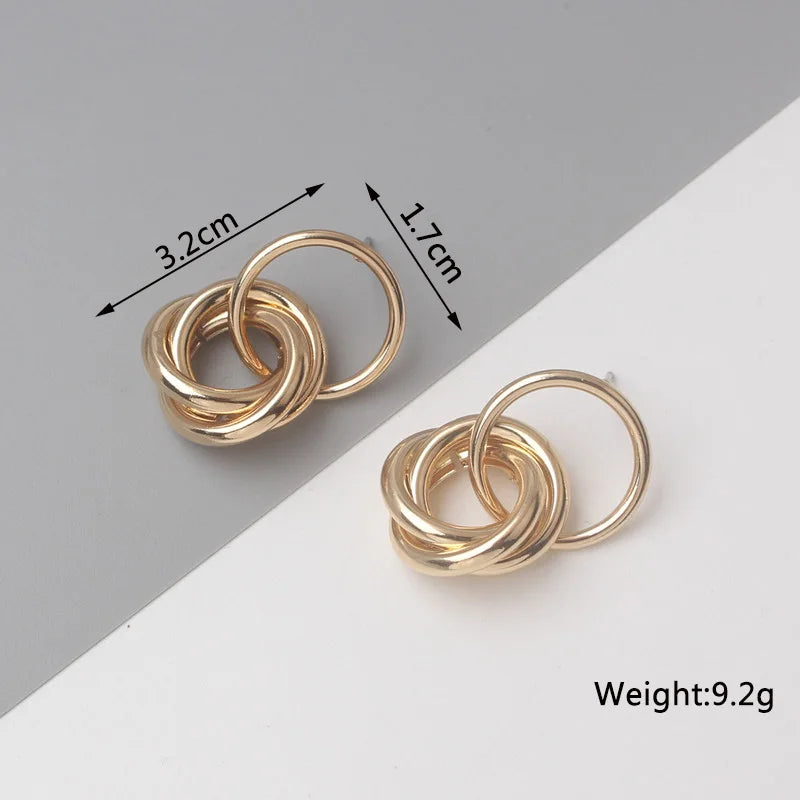 New Exaggerated Twist Metal Dangle Earrings for Women Gold Color Punk Fashion Female Hanging Earrings Boho Geometry Ear Jewelry
