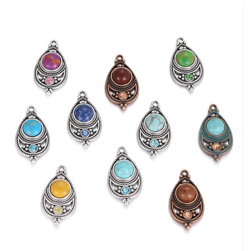 Boho Natural Stone Crystal Geometric Pendant Charms Pendants Earring Necklace Diy Women Jewelry Making Accessories