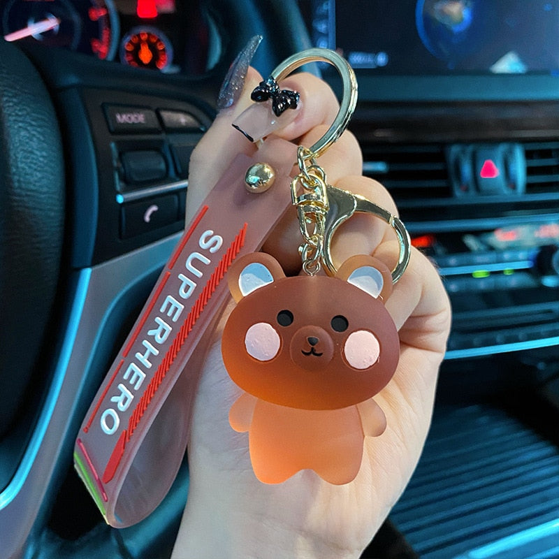 Cute Crystal Keychain Charm Tie The Bear Pendant For Women Bag Car KeyRing Mobile Phone Fine Jewelry Accessories Kids Girl Gift - Charlie Dolly