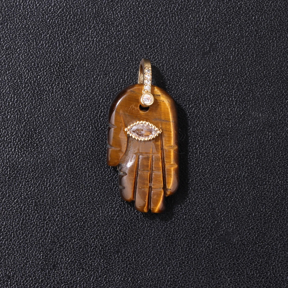 Lucky Natural Stone Fatima Hand Charms 1Pc Blue Lapis Lazuli Evil Eye Hand Pendant For Jewelry Making Earrings DIY Necklace