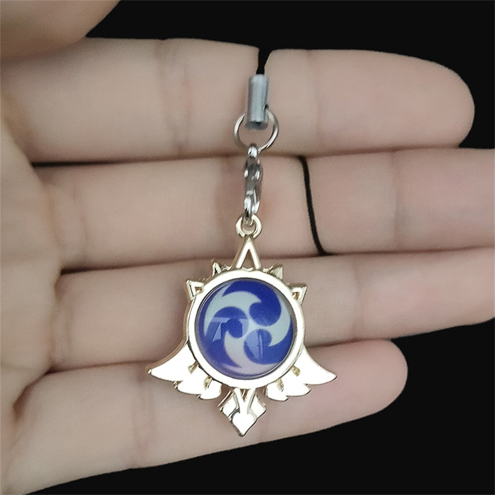 Game Genshin Impact Keychain Luminous 7 Element Double-Side Glass Pendant Weapons Eye Of Original Keyring Phone Charms Souvenir - Charlie Dolly