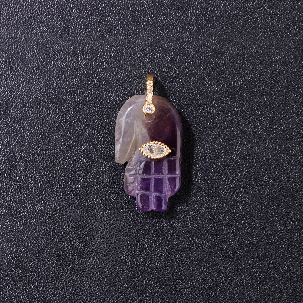 Lucky Natural Stone Fatima Hand Charms 1Pc Blue Lapis Lazuli Evil Eye Hand Pendant For Jewelry Making Earrings DIY Necklace