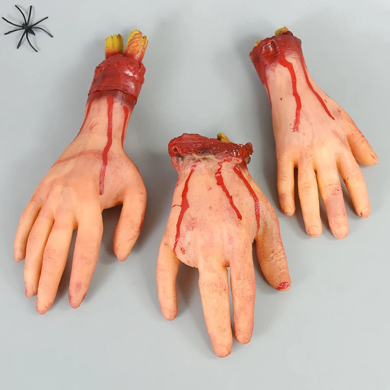 2024 Halloween Fake Human Arm Plastic Hands Foot Bloody Dead Body Parts Outdoor Haunted House Scary Props Halloween Decorations - Charlie Dolly