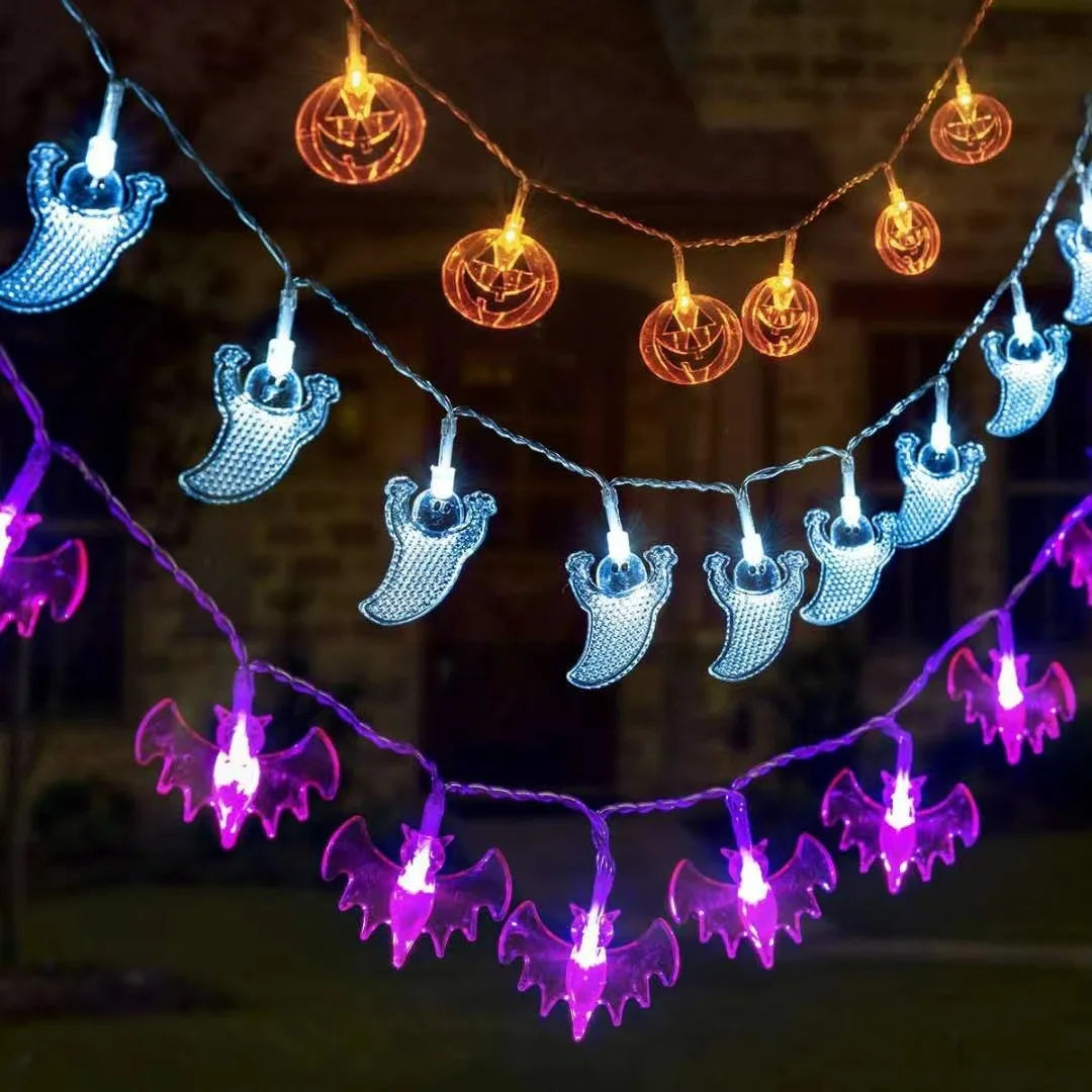 Halloween Pumpkin Bat Spider Light String Ghost Festival Party Favor Trick or Treat Happy Halloween Day Decor for Home 2024 - Charlie Dolly