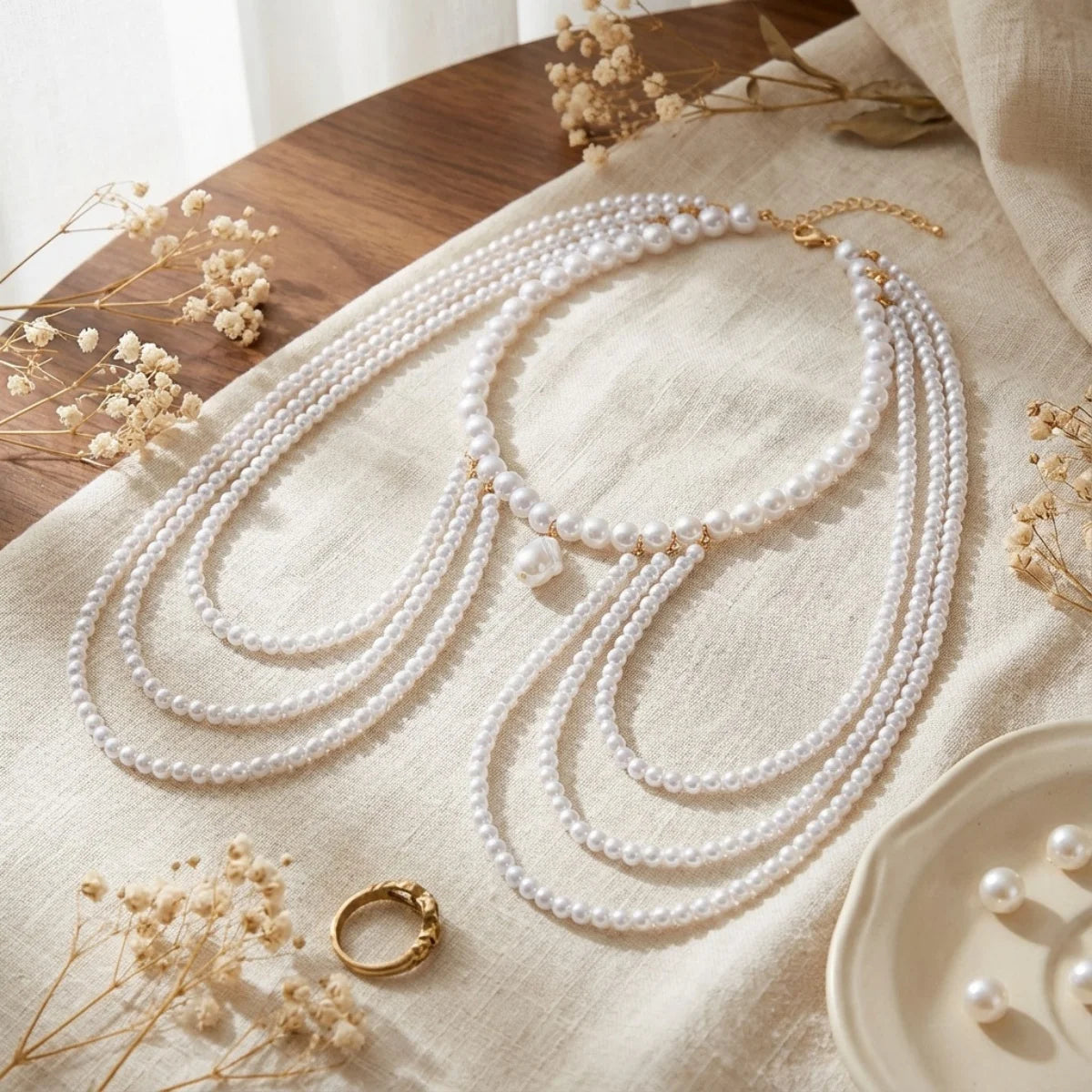 Baroque Irregular Imitation Pearl Beads Necklace For Women Men Minimalist Multilayer Pearl Chain Choker Versatile Body Jewelry