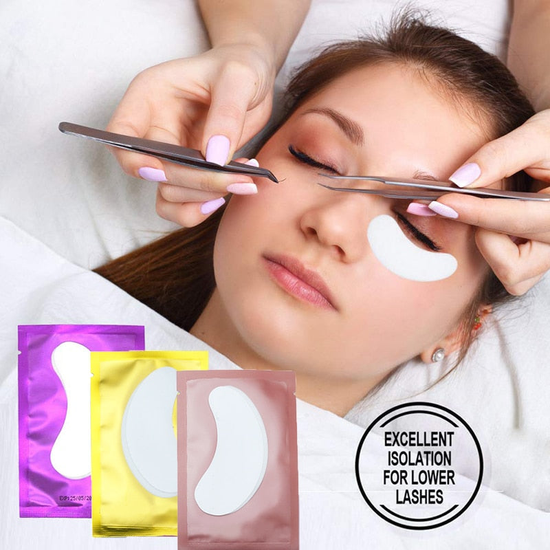 25/50/100Pairs Eye Patches Under Eyelash Pads for Building Hydrogel Paper Patches Pink Lint Free Stickers for False Eyelashes - Charlie Dolly