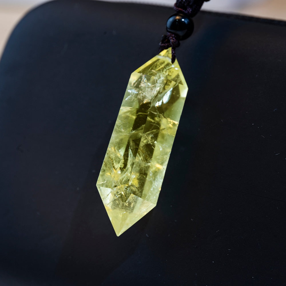 1PCS Natural Crystal Quartz Double Point Pendant Crystal Column Men and Women Pendant Aura Energy Healing Stone Necklace Gift - Charlie Dolly