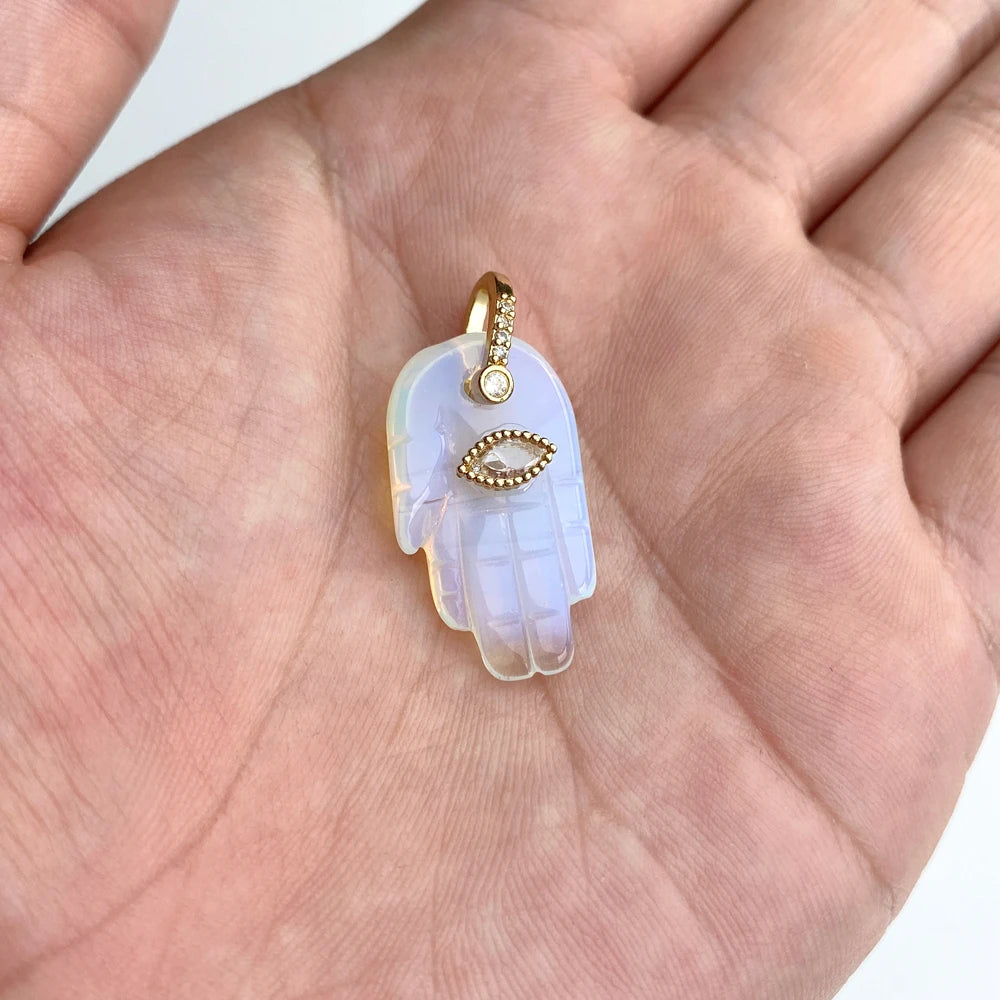 Lucky Natural Stone Fatima Hand Charms 1Pc Blue Lapis Lazuli Evil Eye Hand Pendant For Jewelry Making Earrings DIY Necklace