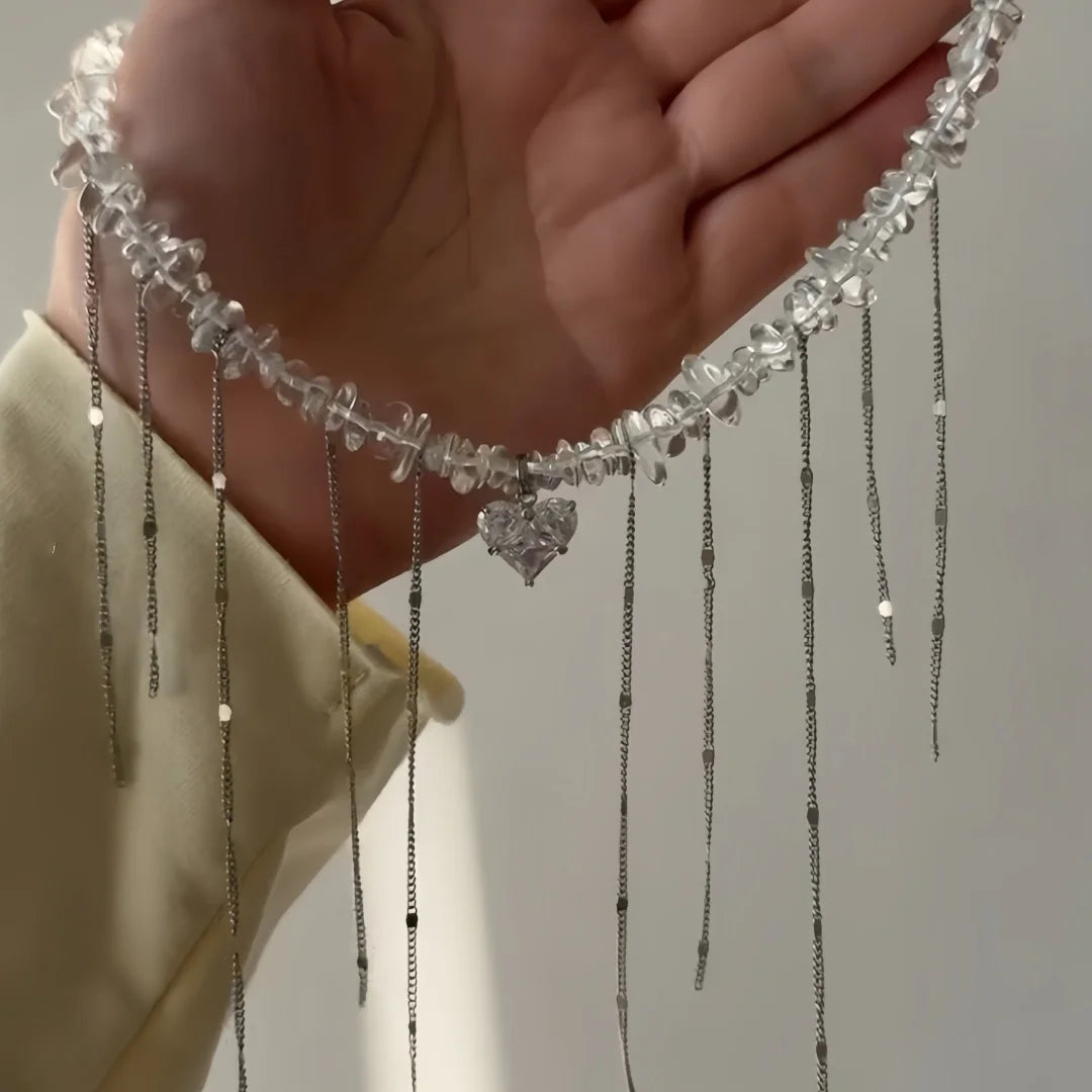 Transparent Crystal Zircon Heart Necklace Jewelry