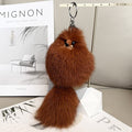 Cute Fluffy Bow-knot Fox Ball Key Chain Rings Pompom Real Fox Fur Charm Keychain Car Bag Key Ring Women Jewelry - Charlie Dolly