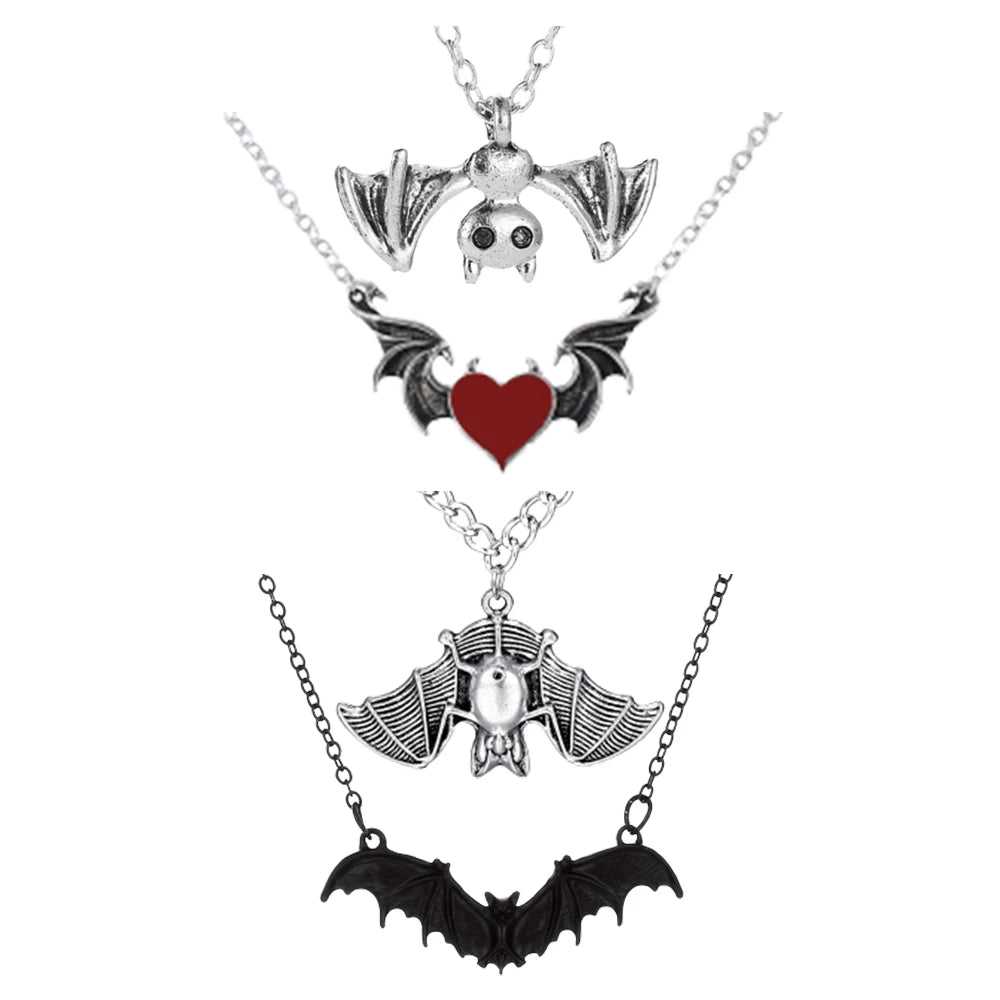 Gothic Bat Necklace for Women Men Punk Hip Hop Rock Vintage Metal Pendant Necklace Party Halloween Jewelry Gifts Cool Thing 2023