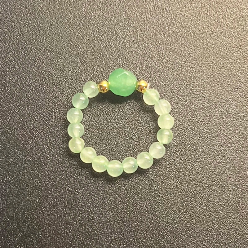 Boho Natural Stone Ring For Wedding Multi Color Handmade Stretchy Jewelry With Stainless Steel Fashion Beaded Rings