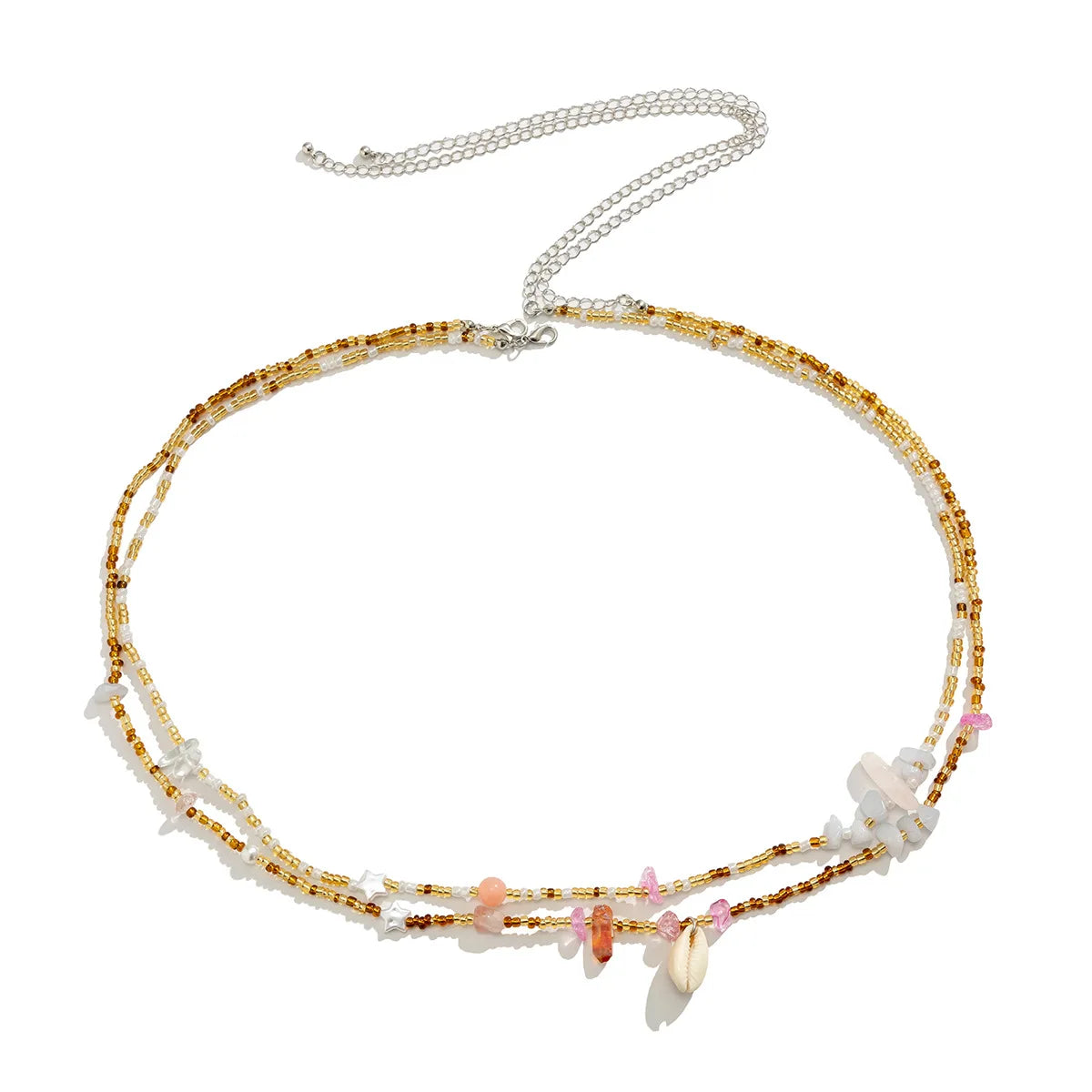 European American Sexy Handmade Colour Beads Shell Waist Belly Belt Chain Irregular Natural Stone Belly Chains Boho Body Jewelry