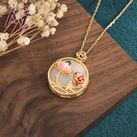 Natural Jade Lotus Real Amulet Pendant Necklace, Sacred Bloom Talisman