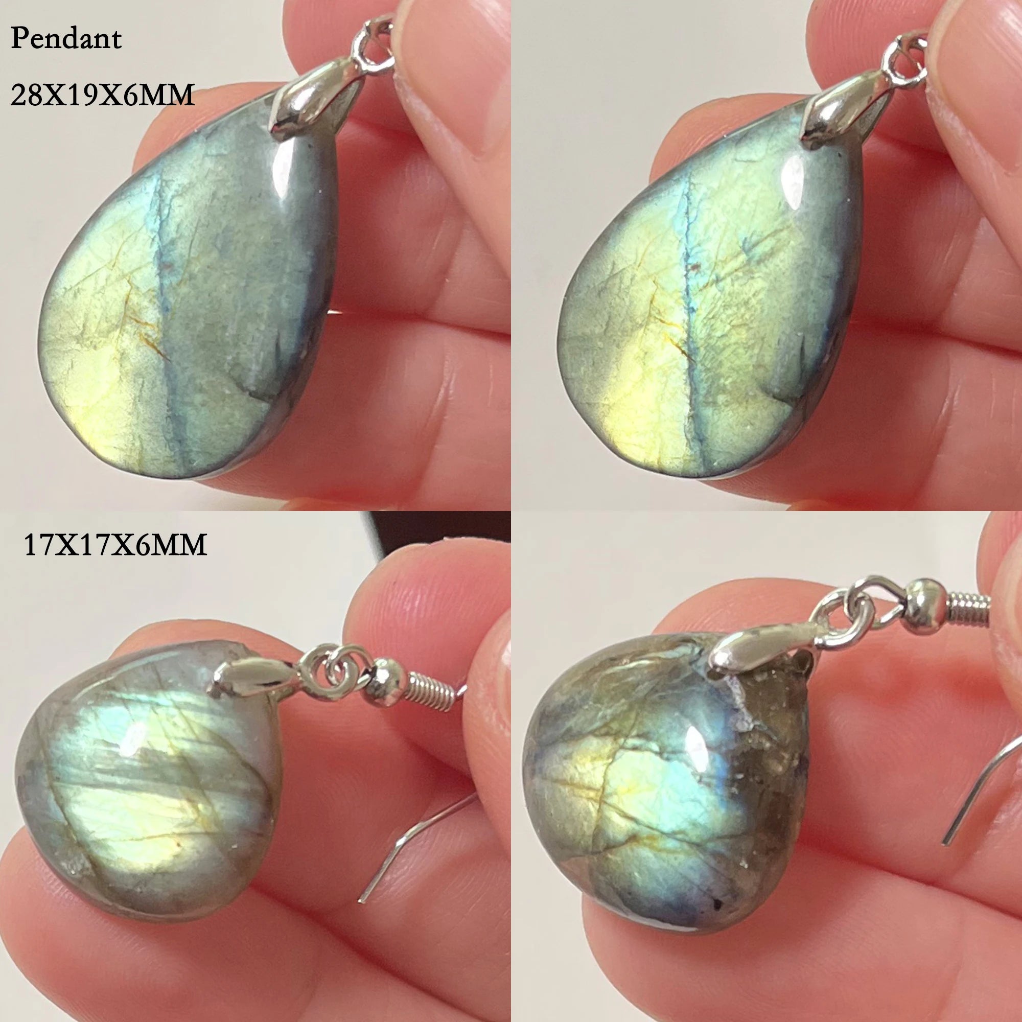 Women Men Irregular Shape Bead Natural Stone Blue Labradorite Earrings