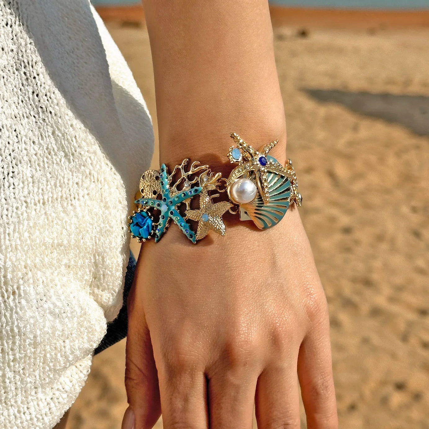 Exaggerated Coral, Starfish and Scallop Ocean Necklace, Bracelet or Earring