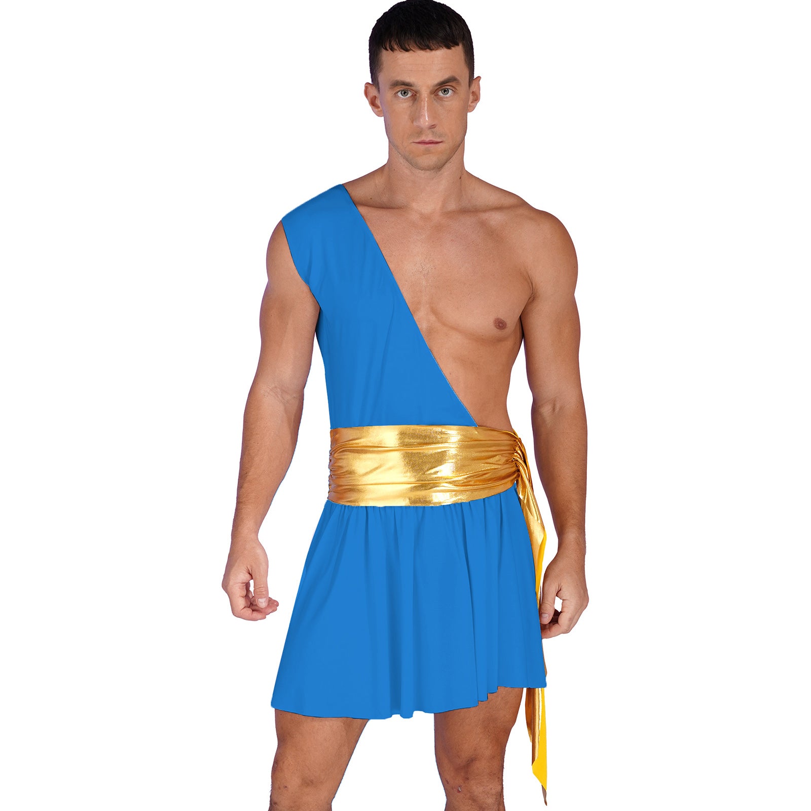 Men's  Ancient Greek God Halloween Party Costume Cosplay One Shoulder Strap Skirts Knight Warrior Theatrical Performance Outfit - Charlie Dolly