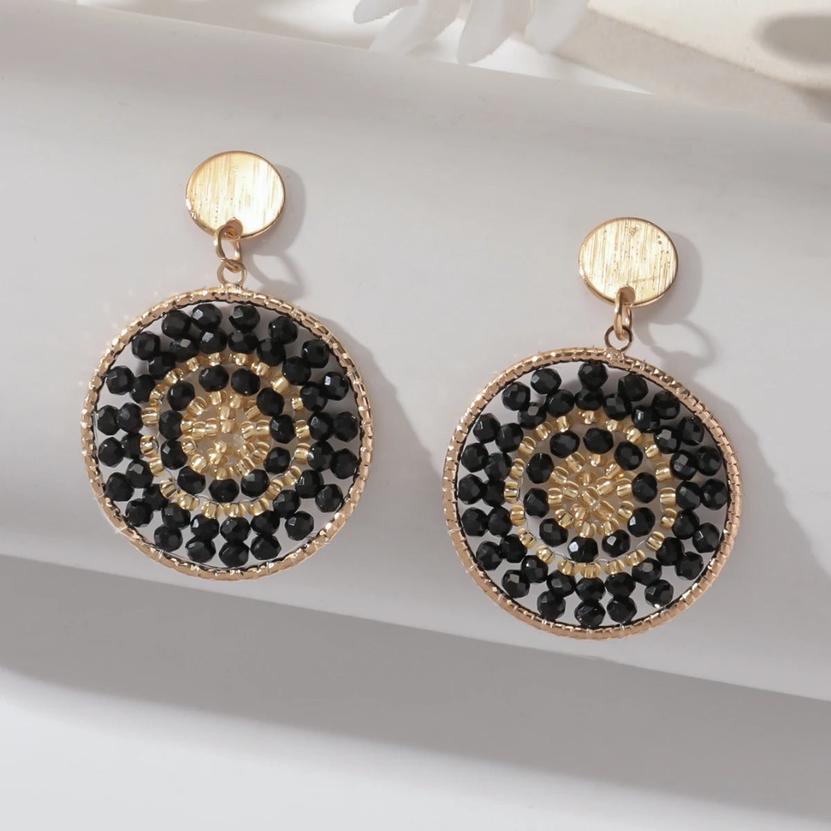 Boho Ethnic Style Seed Beaded Drop Earrings for Women Ladies Creative Personality Metal Dangle Earrings Handmade Jewelry Gifts