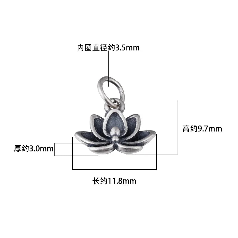 S925 Sterling Anemone Lotus Pendant Braided rope Hand string beaded bracelet necklace Handmade diy accessories