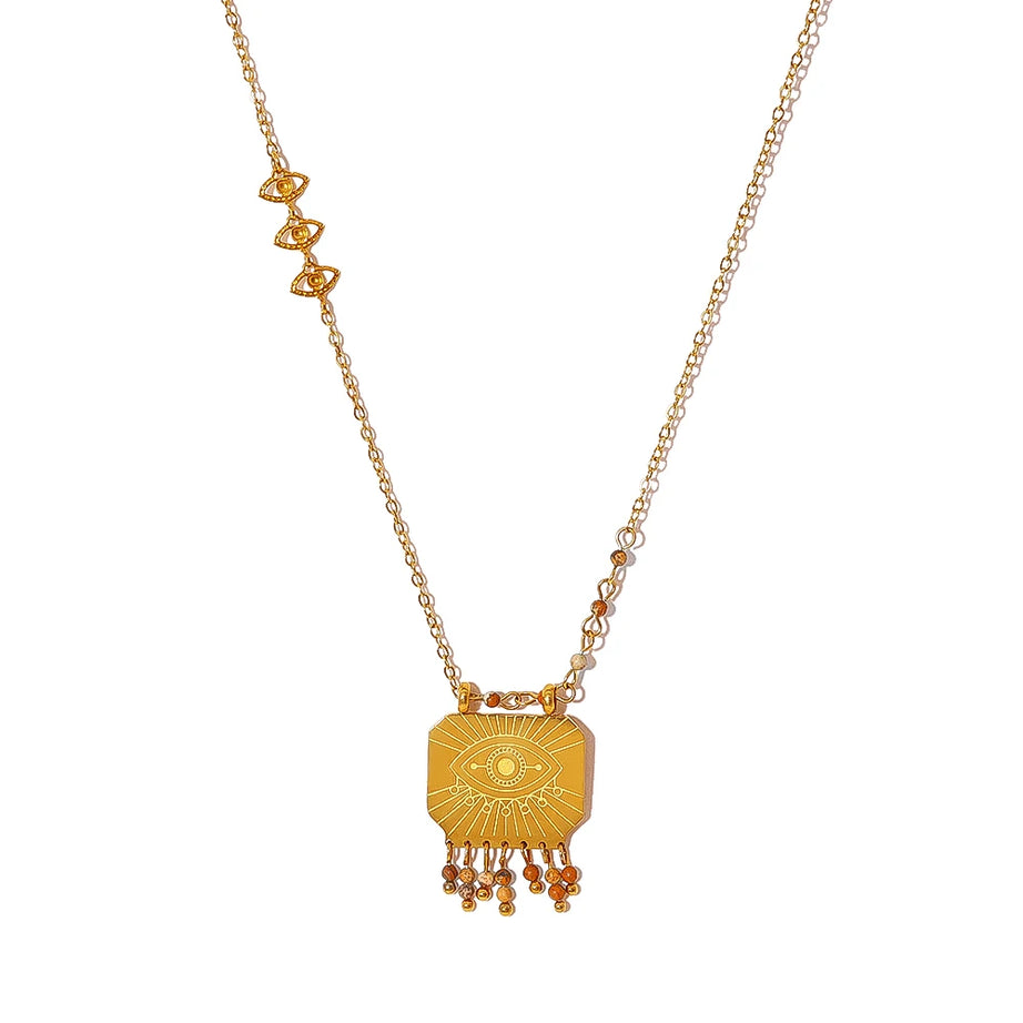 WILD & FREE Boho Natural Stone Charms Stainless Steel Pendant Necklace for Women Chic Retro Waterproof Trend Jewelry - Charlie Dolly
