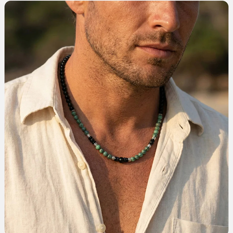 Natural Stone Beaded Choker Necklace