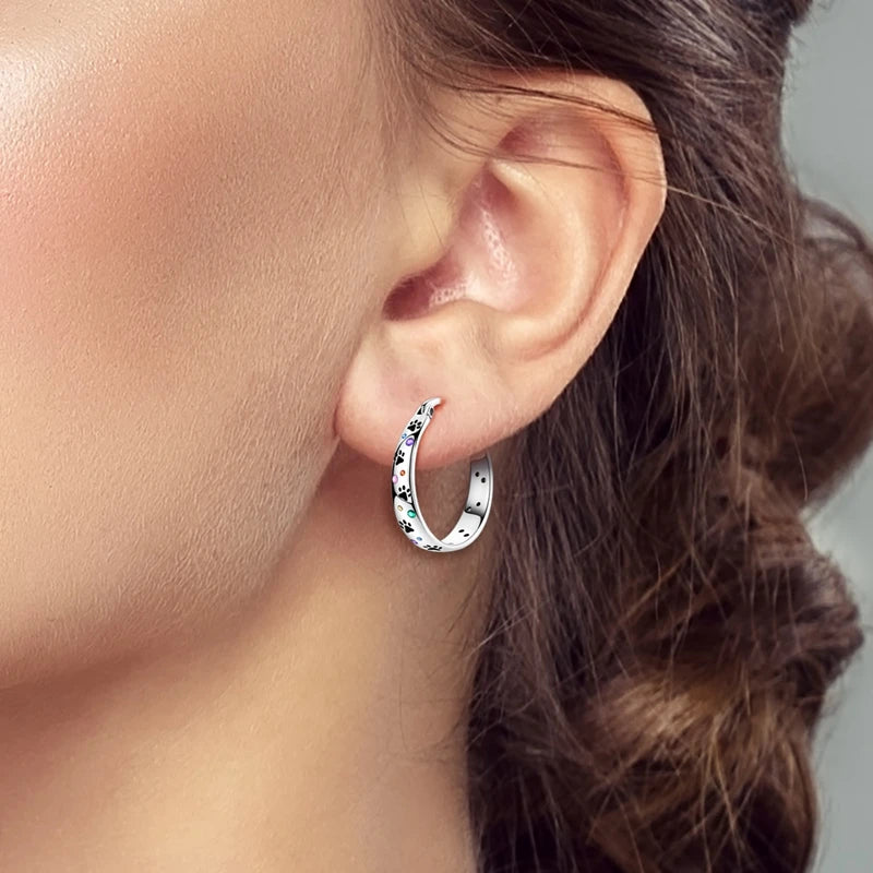 925 Sterling Silver Four Leaf Clover Butterfly Hoop Earrings for Women Boho Luxury Versatile Dangle Drop Party Jewelry