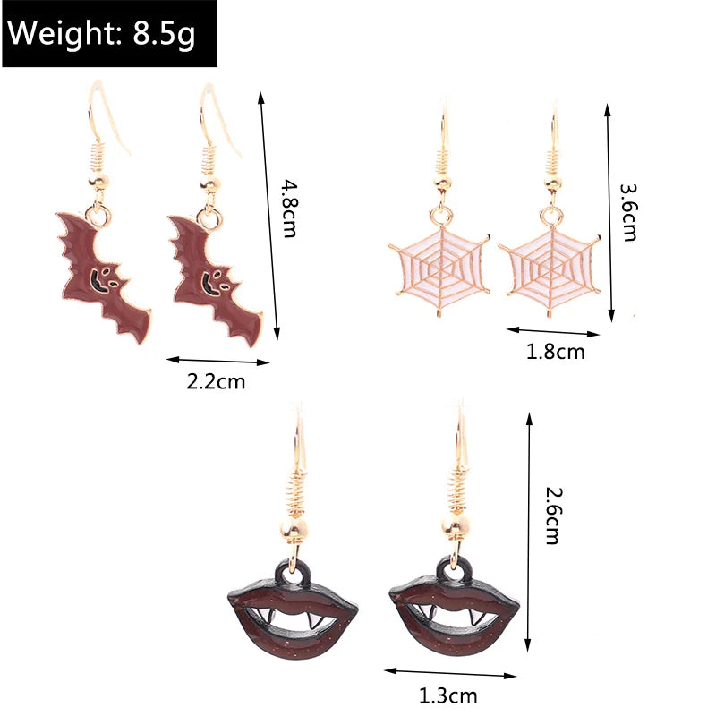 Aihua Fashion Halloween Earrings Enamel Ghost Pumpkin Skeleton Mummy Bat Drop Earrings For Women Halloween Night Party Jewelry - Charlie Dolly