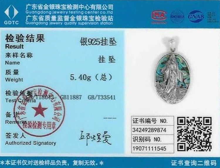 Eudora Original 925 Sterling Silver Sea Goddess Yemaya Necklace Natural Abalone Shell Lemanja Amulet Pendant Fine Jewelry Gift