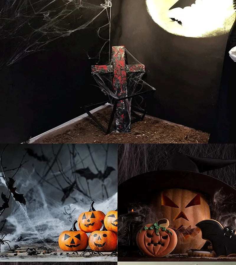 1pc Halloween Elastic Spider Web with Spider Horror Haunted House Yard Scene Arrangement Halloween Faux Decorative Props 2024 - Charlie Dolly