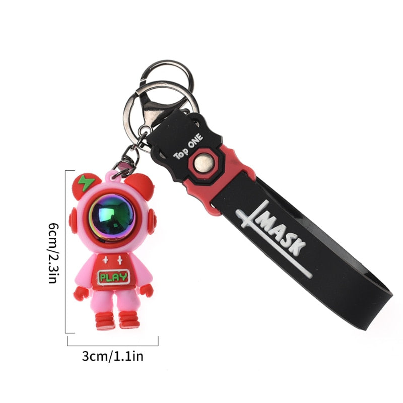 Cartoon Cute Lightning Bear Keychain Astronaut Bear Doll Keyring Bag Pendant Couple Car Keyholder Creative Bag Charm Accessories - Charlie Dolly