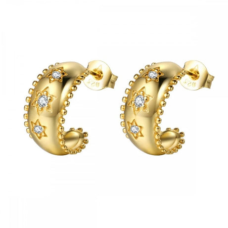 Gold Plated Hoop Stud Ear Cuff Earrings Set Jewelry