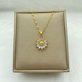 Gold Plated Sunflower Necklace for Women Jewelry Titanium Steel Zircon Big Pendant Necklace Luxury Choker Korea Style Wholesale - Charlie Dolly