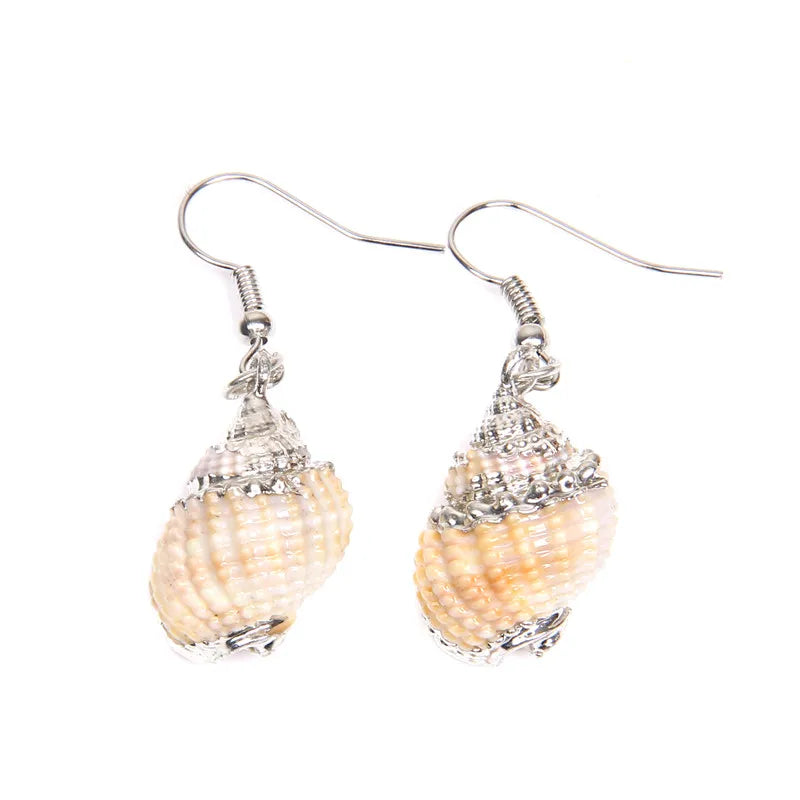 New In Natural Shell Sea Scallop Drop Earrings Boho Shell Drop Earrings for Women Femal Sea Beach Earrings Summer Jewelry Gifts