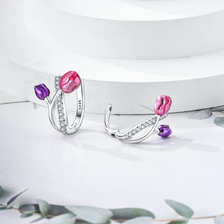 Sterling Silver Clover Butterfly Hoop Earrings Jewelry