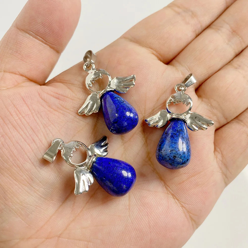 Natural Lapis Lazuli Pendant Blue Heart Square Oval Bullet Stone Charms For Jewelry Making Necklace Earrings Bracelet DIY 2PCS
