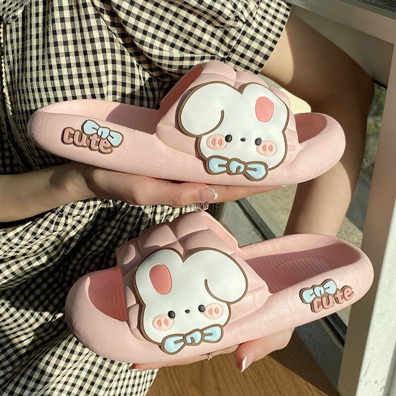 Cute Rabbit Slippers Women Indoor Home Bathroom Anti-slip Slides Shoes Soft Sole Beach Summer Sandals Women Slippers - Charlie Dolly