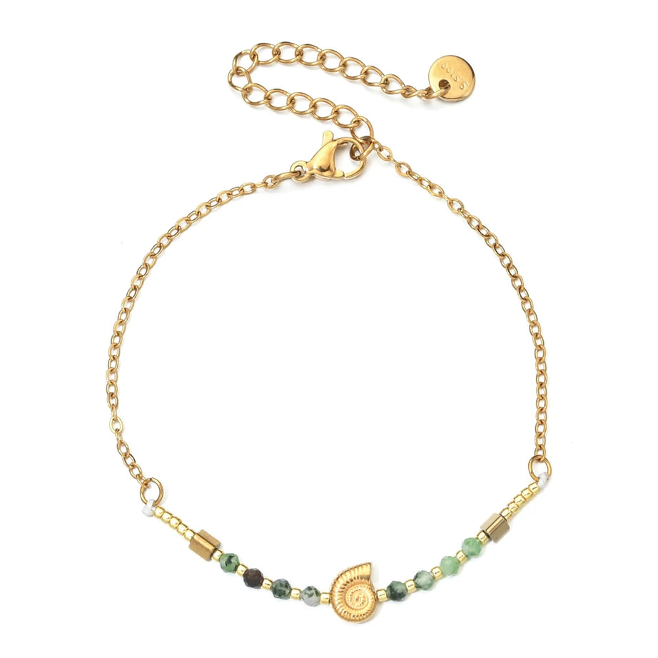 Cute Seashell Thin Natural Stone Bracelets for Women Beads Stainless Steel Chain Bracelet Minimalist Pulseras Boho Jewelry - Charlie Dolly