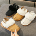 Elastic Band Fur Slippers Kid Girl Brand Design Winter Plush Sandals Luxury Slip-on Platform Mule Slide Child Warm Home Shoes - Charlie Dolly