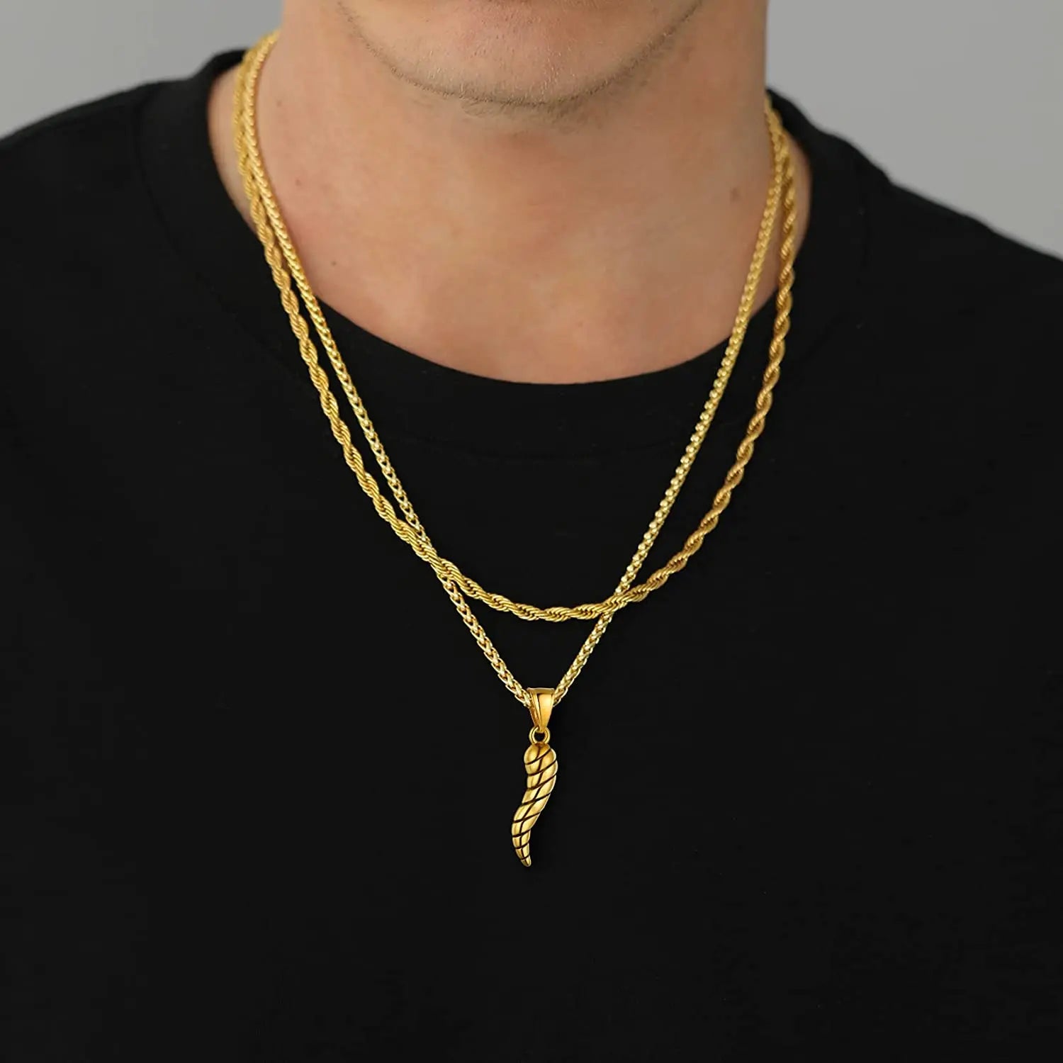 U7 Italian Horn Necklace Amulet Protection Charm Pepper Pendant Chili Cornicello for Men Women - Charlie Dolly