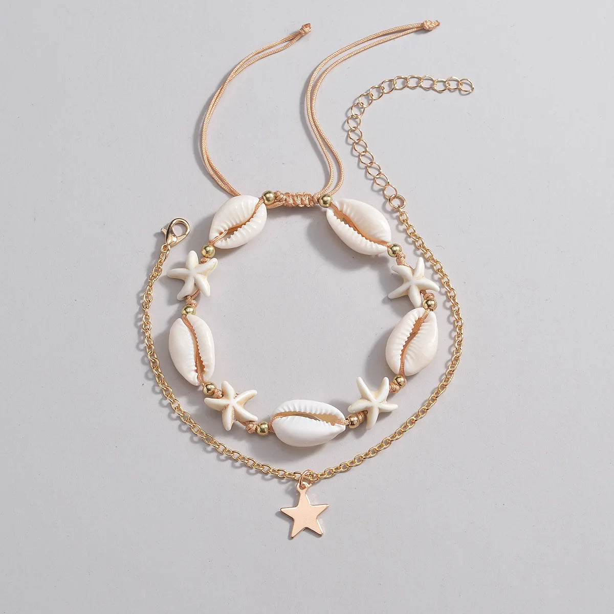 Shell Starfish Women‘s Anklets Bohemian Anklet Leg Rice Beads Bracelet Handmade Foot Chain Boho Jewelry Summer Accessories
