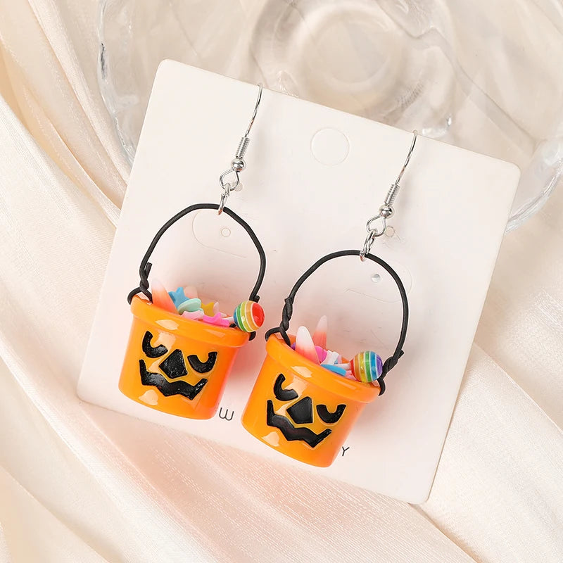 1Pair Halloween Women Drop Earrings 3D Resin Basket Stud Earring Jewelry For Girl Festival Gifts - Charlie Dolly