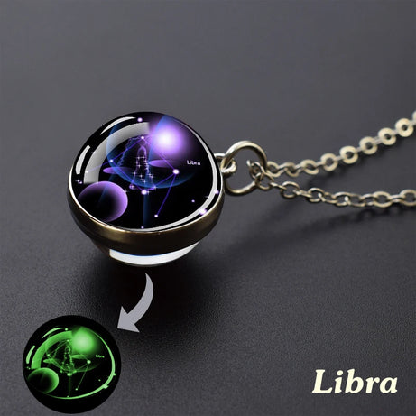 Zodiac Constellation Glow-in-the-Dark Pendant Necklace, Luminous Astrology Talisman