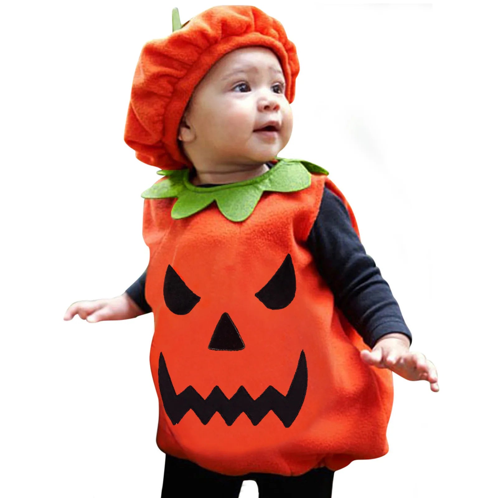 Halloween Costume For Infant Boys Girls Sleeveless Hood Jumpsuit Baby Party Cosplay Pumpkin Warm Soft Cotton Clothing 0-3Years - Charlie Dolly