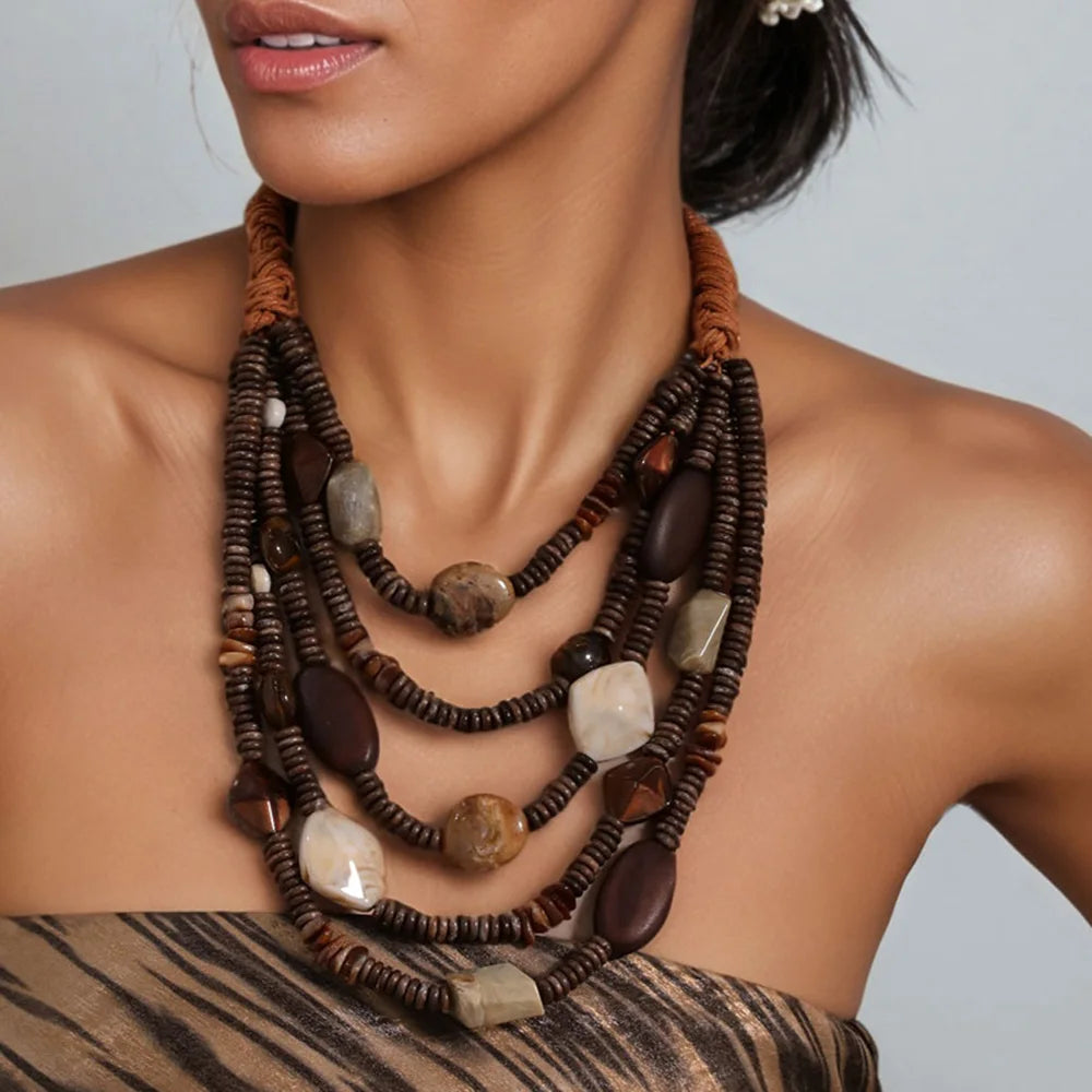 Beaded Multilayer Party Statement Necklace Jewelry