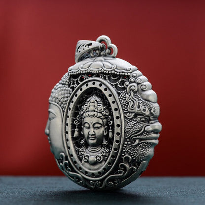 Retro Buddha Demon Pendant For Men Women Jewelry Personality Sweater Chain S925 Male Choker Necklaces Accessories