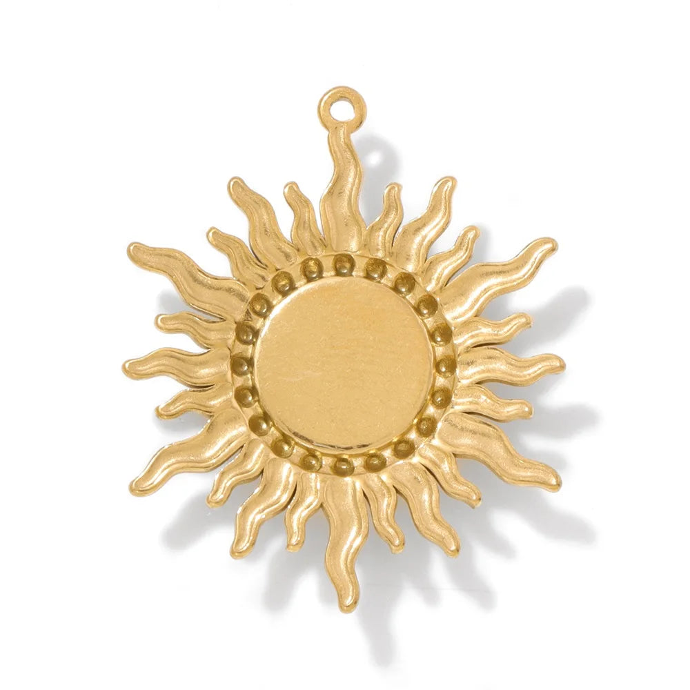 2pcs 25x30mm Gold Color Sun Shape Natural Stone Pendant Inlaid with Lapis Lazuli Gem Charm for Jewelry Making Necklace Earring