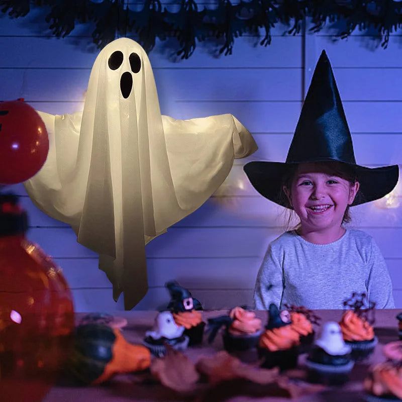 Halloween Party LED Glow Ghost Home Indoor Outdoor Decoration Supplies 2024 Haunted House Bar Hanging Horror Props with Lights - Charlie Dolly