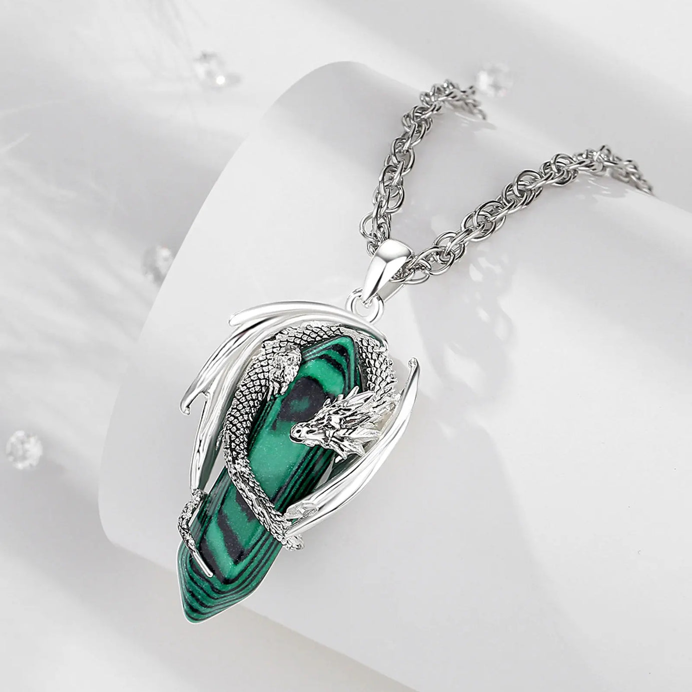 Dragon Natural Stone Hexagonal Prism Necklace